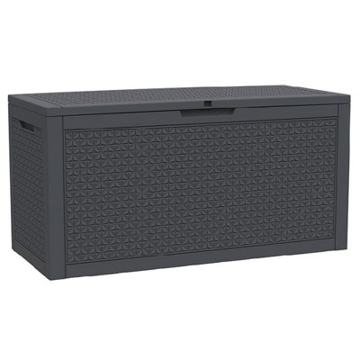 INFURNIC Deck Boxes, Outdoor Patio Storage Box with Handle, Waterproof Box for Storage Patio Furniture Garden Tools, Black, 48"*21.4"*24.5"