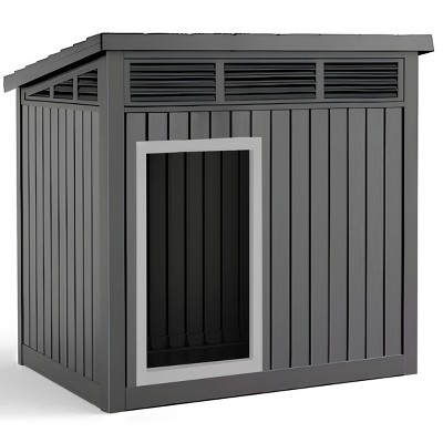 SEVOBAL Pet Crates and Houses All-Weather Dog House with Removable Floor, Indoor Outdoor Use, Medium to Large Dogs, Black, 32.2"*25.12"*24.13"