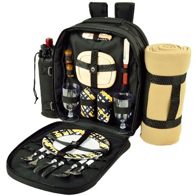 Picnic at Ascot Two Person Picnic Backpack with Soft Sided Cooler &  Blanket