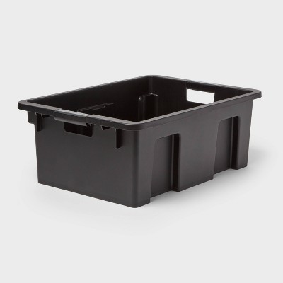 Medium Stackable Storage Bin - Brightroom™: Black Polypropylene Utility, 9.25 Volume, 22.79x15.98x8.39, Universal Storage