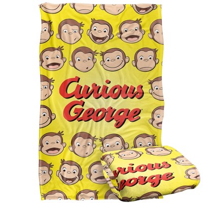 Kids' Curious George Heads Silky Touch Blanket White 36X58
