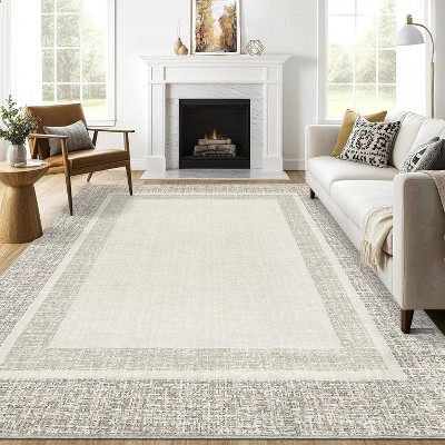 Machine Washable Carpet, Non-Slip And Non-Linting, Large Indoor Carpet, Modern Border Low Pile Foldable Carpet, Bedroom, Living Room, Kids Room