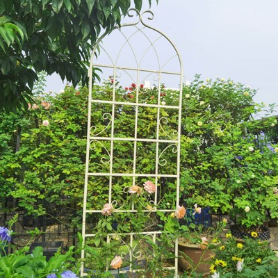 Syemin Patio Decorative Screens, Elegant Vine Pattern Yard Fencing, Pet-Safe Decorative Fence for Yard, Patio, White, 40"*19.7"*86.7"