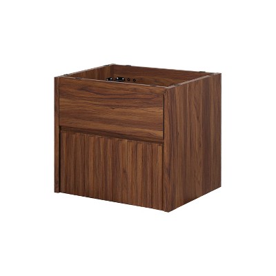 JONATHAN Y Sherwin Slat Modern Coastal 2-Drawer Wall Mounted Bath Vanity Cabinet Only (Sink Basin Not Included)