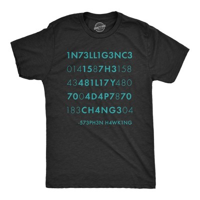 Mens Intelligence Is The Ability to Adapt to Change T Shirt Funny Stephen Hawking Quote Novelty Tee - Crazy Dog Men's T Shirt Gift for Teacher