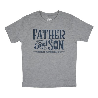 Youth Funny T Shirts Father and Son Football Partners for Life Sarcastic Fathers Day Graphic Tee for Kids - Crazy Dog Youth T Shirt Gift for Dad