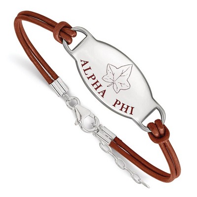 Black Bow Jewelry Sterling Silver Alpha Phi Greek Life Strand Bracelet 7 Inch