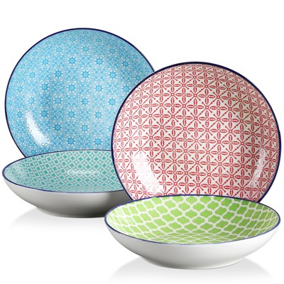 vancasso4 Piece Porcelain Dinnerware Set, Porcelain Soup Plate, Multicolor Set, Service For 4 Person, Ceramic Decal, 900ml