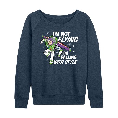 Women's - Disney - Im Not Flying Lightweight French Terry Wide Neck Long Sleeve Graphic Shirt