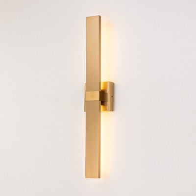 LLHZSY 27 1/5" Modern Long LED Wall Light Fixture Mount for Exterior Porch Yard Patio Garage-Black/Gold