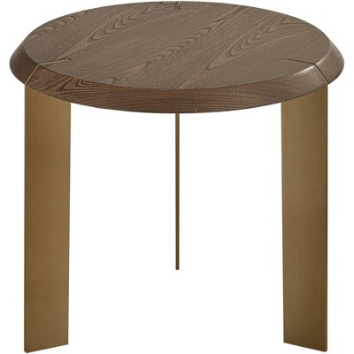 55 Downing Street Simmons 21 1/2" Wide Brown Wood Sleek Round End Table