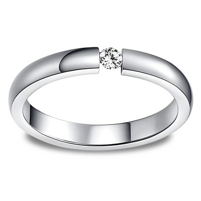 Wedding Band Ring for Women or Men Black Stainless Steel Crystal Ginger Lyne Collection