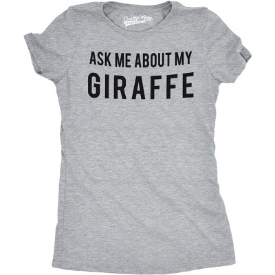 Women's Ask Me About My Giraffe T Shirt Funny Disguise Flip Up Shirt - Crazy Dog Women's T Shirt for Animal Lovers