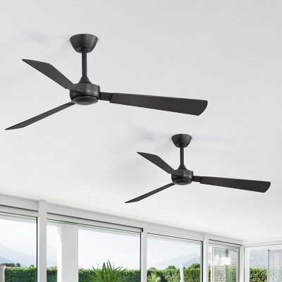 Airsurfer 52" Matte Black Ceiling Fan Without Light, 3 Plywood Blades, 6-Speed Settings, Remote Included, 4''&8'' Down Rods(2-Pack)