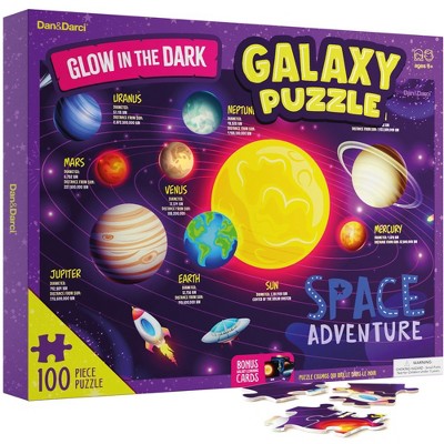 Dan&Darci Glow In The Dark Galaxy Puzzle toy Gift for Kids 100 Piece Puzzle, Educational Birthday Gifts for Boys