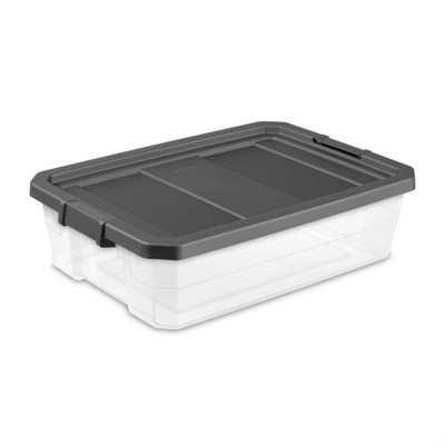 Sterilite Plastic Stackable Storage Container Bin Box Tote with Grey Latching Lid Organizing Solution for Home & Classroom