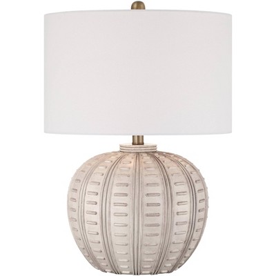 360 Lighting Keira 24" High Gourd Small Modern Coastal 3-Way Table Lamp Beige Single White Shade Living Room Bedroom Bedside Nightstand House
