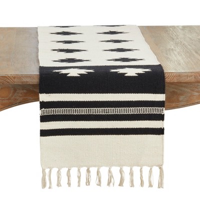 Saro Lifestyle Southwestern Table Runner, 16"x72", Black/White