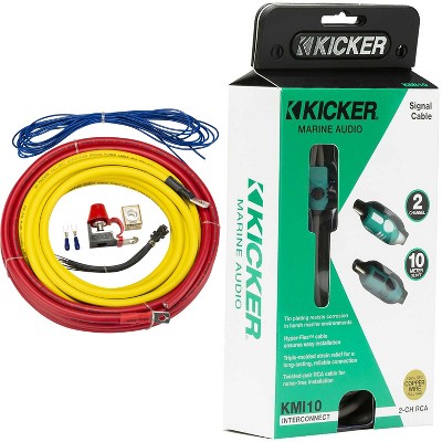 Kicker 47KMPK4 Marine 4awg Amp Power Kit & 47KMI10 10 Meter RCA Cable