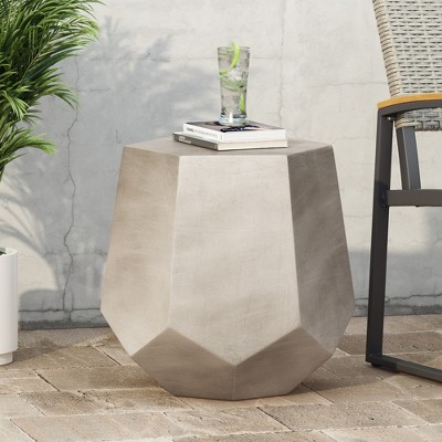 Syemin Patio End Tables Accent Side End Table for Outdoor and Indoor, Garden, Backyard Use, Special Design, Gray, 20.5"*18.5"*18.75"