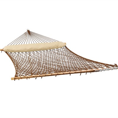 Sunnydaze Double Wide 2-Person Polyester Rope Hammock with Spreader Bars - 400-Pound Weight Capacity