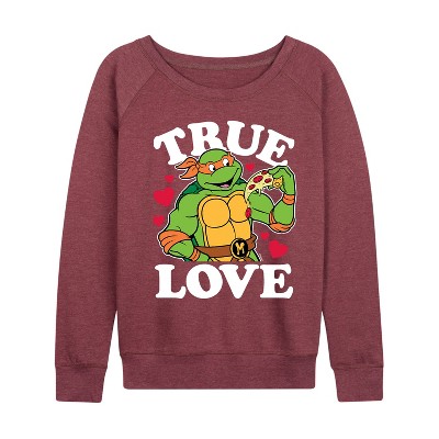 Women's - Teenage Mutant Ninja Turtles - True Love Lightweight French Terry Wide Neck Long Sleeve Graphic Shirt