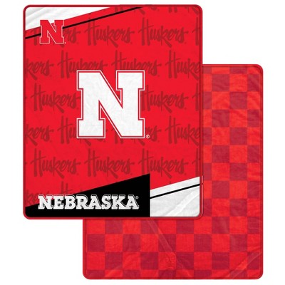 NCAA Nebraska Cornhuskers Diagonal Ghost Checker Double Sided Blanket