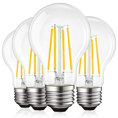Luxrite Vintage A19 LED Light Bulbs 100 Watt Equivalent, 1600 Lumens, 3000K Soft White, Dimmable, 12W, Damp Rated, UL Listed, E26 Medium Base 4 Pack