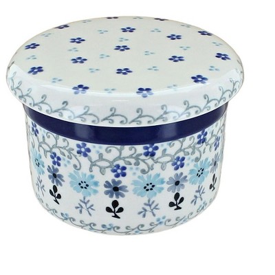 Blue Rose Polish Pottery 270 Ceramika Artystyczna French Butter Dish