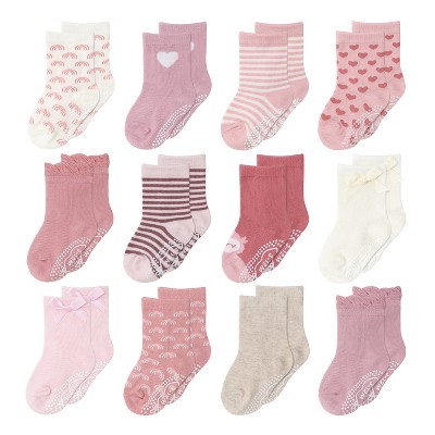 The Peanutshell Baby Girls 12pk Organic Cotton Socks