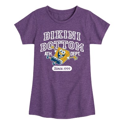 Girls' - Spongebob Squarepants - Bikini Bottom Ath Dept Fitted Short Sleeve Graphic T-Shirt
