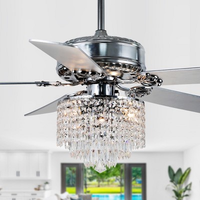 Bella Depot 52" Modern Crystal Drum Ceiling Fan with Light and Remote Control for Dining Room Bedroom