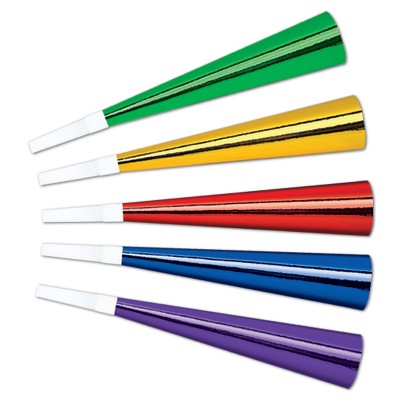 Beistle Foil Horns, 9", (25/Pkg) Multicolored