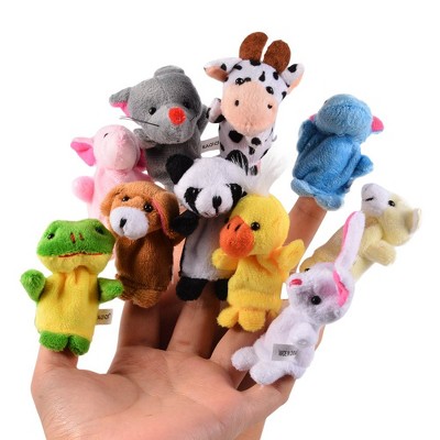 10pcs Soft Plush Animal Finger Puppets Set Baby Story Time Velvet Animal for Toddlers