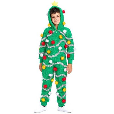 Tipsy Elves Kids Oh Christmas Tree Jumpsuit - Funny One-Piece Christmas Tree Pajamas for Kids