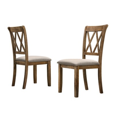 Dexmalle Industrial Set of 2 Fabric Upholstered Dining Chair