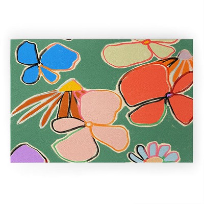 sandrapoliakov VINTAGE GARDEN GREEN Welcome Mat - Society6