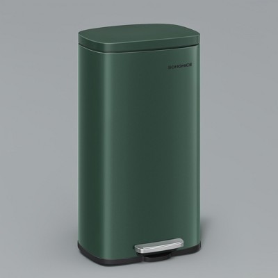 8 Gallon Trash Can with Lid, Garbage Can, Stainless Steel Small Waste Bin with Step Pedal and Inner Bucket, Soft Close, for Kitchen
