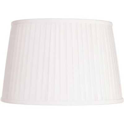 Springcrest 14" Top x 17" Bottom x 11" High x 11" Slant Lamp Shade Replacement Large White Empire Round Modern Fabric Pleated Spider Harp Finial