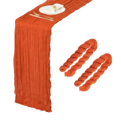 Unique Bargains Light Elegant Romantic Sheer Rustic Gauze Table Decoration Runner 2 Pcs