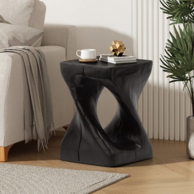 Twist Shape Side Table, Wood-like texture, Black Color