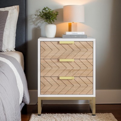 Hommoo 3 Drawers Nightstand with Metal Frame