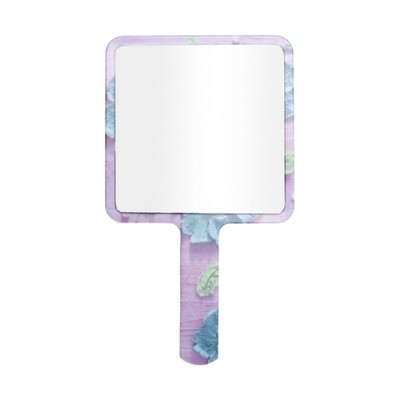 Unique Bargains Floral Square Handheld Mirror Purple Blue 1 Pc