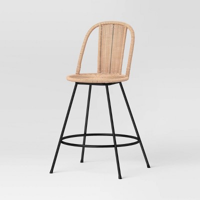 Olivine Rounded Back Woven Counter Height Barstool with Metal Legs Natural - Threshold™