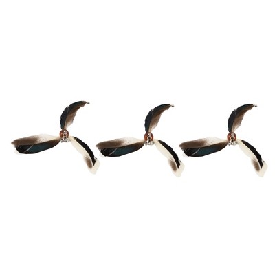 Unique Bargains Cat Feather Plaything Cat Wand Replacement Feathers White Brown 3 Pcs