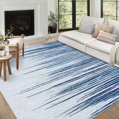 Nasitip Washable Area Rugs, Home Decor Carpet, Non Slip Striped Entryway Rug, Stain Resistant Soft Kitchen Rug
