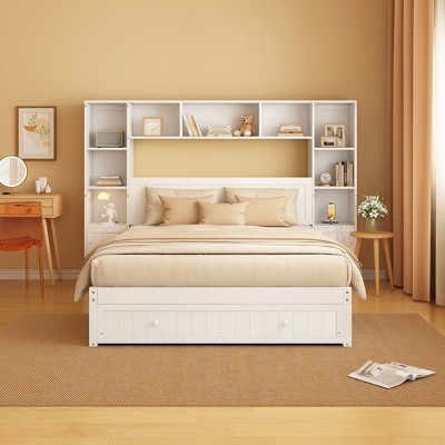 Merax Pine Wood Platform Bed with All-In-One Storage