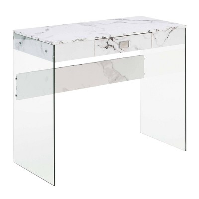 36" Breighton Home Uptown Glass Desk with Drawer