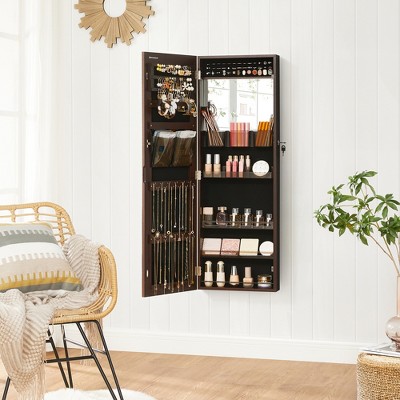 Wall Jewelry Cabinet Armoire 42-Inch with Built-in Mirror Storage Organizer with Full-Length Frameless Mirror