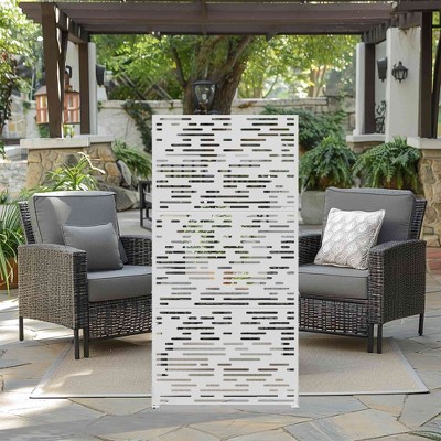 Lirago Metal Outdoor Privacy Screen Freestanding Patio Decorative Screens 72"x35" White